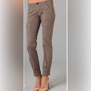 J Brand Ella Mae Slim Moto Aviator Pants Vintage Taupe Stretch Size 25